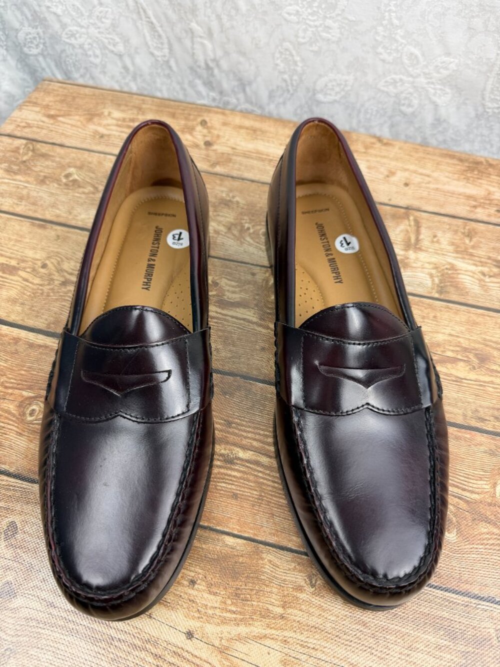 Johnston & Murphy Men’s Penny Loafers Burgundy Leather Size 13 - Picture 4 of 11